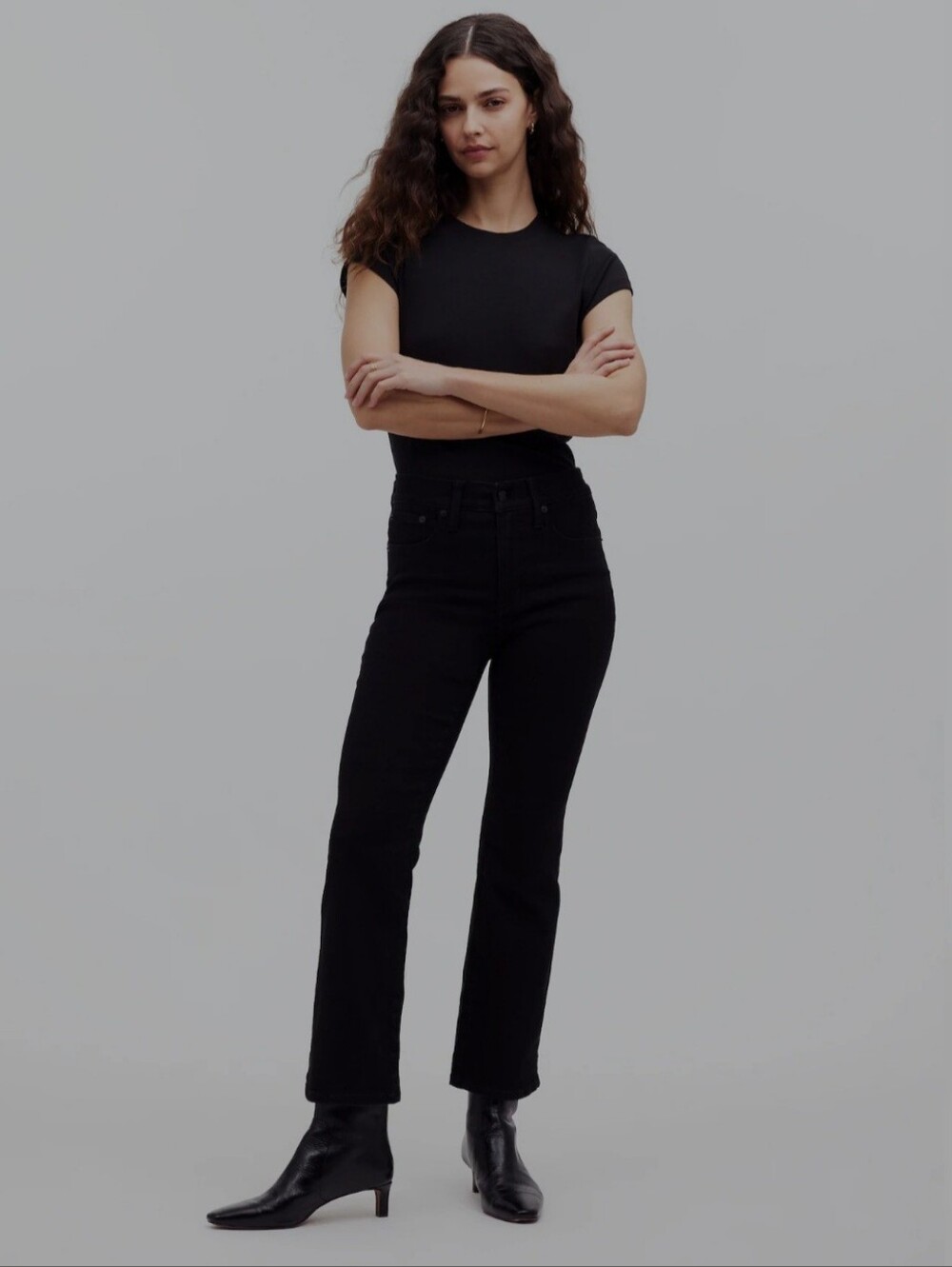 NEW MADEWELL Mid Rise Kick Out Ankle Jeans Women's 25 Black Boot Minimalist